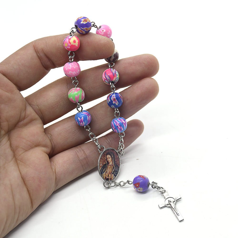 Colored Soft Ceramic Beads Rosary Bracelet Christian