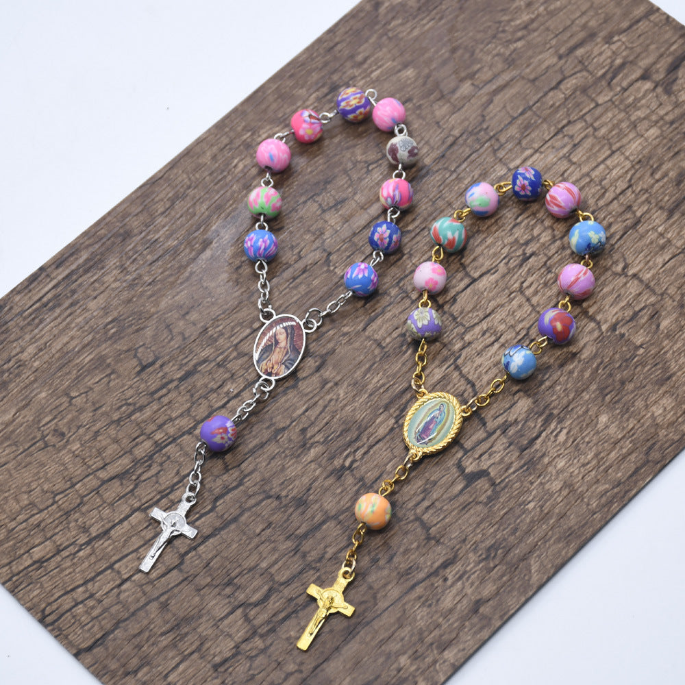 Colored Soft Ceramic Beads Rosary Bracelet Christian